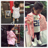 12M-6T 女童宝宝春秋款粉色带帽外套+水果动物图案防风衣长款外套
