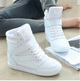 夏季韩版小白鞋隐形内增高女鞋坡跟休闲运动高帮鞋学生板鞋女8cm