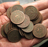西藏铜元 狮子铜圆批发 真品老铜钱古玩古钱币收藏机制币铜币铜板