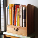 果果家 3格1抽屉 小书架 桌上书架 桌面整理收纳架 实木 zakka柜