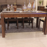 中式实木餐桌 长方形简约小户型饭店餐桌椅组合胡桃木6人吃饭餐台