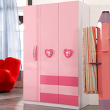 特价包邮儿童衣柜 粉色公主衣橱整体三门衣柜女孩储物收纳大柜子