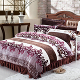 冬季韩版珊瑚绒法莱绒四件套加厚保暖天鹅法兰绒床单床裙式1.8m床