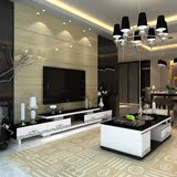 福诺电视柜地柜特价现代简约中式客厅家具可伸缩黑白色烤漆组合柜