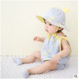 新生儿夏季韩版吊带可开档连体衣6-12个月婴儿爬服宝宝清凉外出服