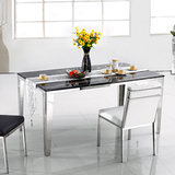 现代简约大理石餐桌 不锈钢长方形 餐厅小户型样板房餐桌椅组合