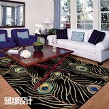 进口新西兰羊毛定制 孔雀现代美式欧式客厅沙发茶几卧室床边地毯
