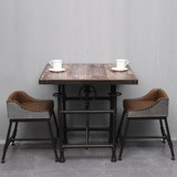 美式餐桌椅 loft铁艺吧台桌椅咖啡厅工业风桌椅组合酒吧实木升降