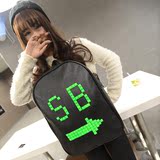 个性铆钉PU皮双肩包女2015新款韩版时尚情侣背包中学生SB字母书包