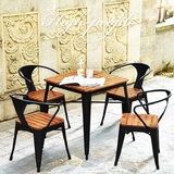 铁艺户外桌椅组合五件套实木咖啡厅奶茶店庭院酒吧休闲桌椅套件