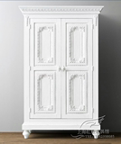 美式法式风格实木雕花衣柜欧式复古仿古白色储物衣柜欧式卧室橱柜