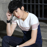 夏季青年流行男装短袖韩版圆领体恤纯棉修身男时尚休闲半袖潮T恤