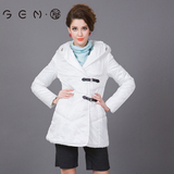 gen简女装专柜正品 韩版冬季新款纯色中长款棉衣棉服 10DG8103