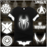 蜘蛛侠反光短袖T恤超级英雄神盾局夜光美国队长漫威蝙蝠变形金刚