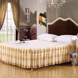 高档全棉蕾丝床裙金色玫瑰花边纯色床罩床笠床围床单1.5m 1.8米