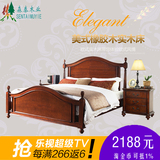 美式乡村实木床 欧式床 双人床铺 公主床1.8米高端深色家具特价