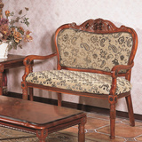 布艺欧式双人休闲椅 全实木沙发 橡木沙发椅 美式双人沙发