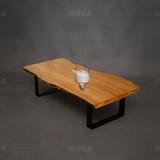 美式复古做旧实木茶几简约原木餐桌 咖啡桌客厅边几个性创意茶桌