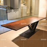 美式复古创意铁艺会议桌电脑桌书桌个性实木办公桌工作台长桌餐桌