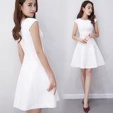 2016夏装新款韩版女装白色修身显瘦小香风OL气质短裙名媛连衣裙女