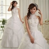 韩版蕾丝新娘白色齐地蓬蓬裙抹胸显瘦结婚婚纱礼服新款2015冬季