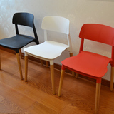 新款带靠背休闲简约塑料椅子，电脑椅餐椅咖啡厅椅子实木椅子包邮