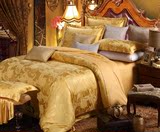 纯棉四件套贡缎提花被套床单式 1.5米1.8m2.0米床上用品金色4件套