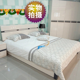 双人床1.8米1.5高箱卧室床头柜亮光钢琴烤漆白非实木板式现代简约