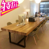 美式复古铁艺实木餐桌椅组合书桌电脑桌简易会议桌工业风办公桌