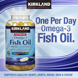 美国Kirkland Signature Omega-3 Fish Oil 高浓度深海鱼油180粒