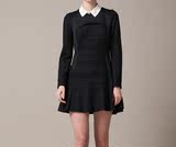雅莹正品  新款秋冬装正品特价黑色连衣裙E14IC4207a 原价2599