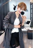 2016春季新款韩国气质学生女黑灰色中长款风衣休闲舒适牛仔外套女