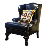 美式乡村皮艺单人沙发沙发椅法式新古典老虎椅北欧宜家休闲椅定制