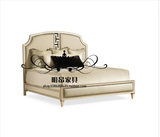 美式实木床新古典橡木雕刻布艺软包床简欧床1.5/1.8米卧室婚床