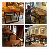 铁艺实木复古咖啡厅桌椅奶茶甜品店西餐桌椅组合简约现代金属