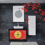 现代中式酒柜手工彩绘浴室柜洗手台新古典地柜储物摆件柜实木家具