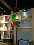 漫咖啡过道灯阿拉伯焊锡全铜灯彩色玻璃吊灯送LED暖光灯泡