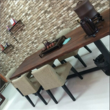 美式原木金属乡村实木做旧餐桌椅组合铁艺餐厅酒吧桌家具长桌定制