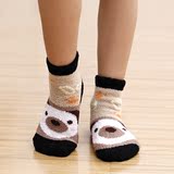 韩版儿童加厚睡眠袜子 珊瑚绒袜卡通 冬季保暖毛巾地板袜 8双包邮