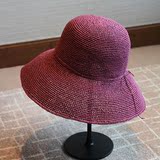 夏季新款拉拉草手工编织女士彩色编织草帽防紫外线遮阳帽子