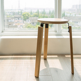 实木小圆凳日式现代简易小户型餐厅凳子白橡木宜家创意换鞋凳板凳
