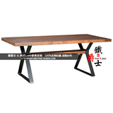 美式乡村复古铁艺实木餐桌原木办公桌洽谈桌长方形桌个性工作台