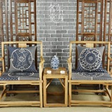 青花条纹现代中式棉麻茶室茶楼椅垫餐椅垫太师椅垫餐桌仿古椅坐垫