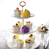 【天天特价】欧式三层水果盘下午茶点心架骨瓷双层蛋糕甜品台ktv