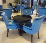 欧式售楼部处洽谈桌椅组合现代一桌四椅接待圆桌实木休闲酒店家具