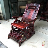 老挝大红酸枝交趾黄檀摇椅躺椅休闲椅 明清古典实木老人椅送礼