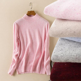 半高领羊绒衫女短款修身2016冬季新品彩点针织打底衫韩版套头毛衣