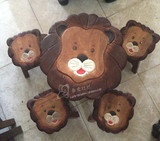特价包邮儿童实木小狮子造型桌椅 一桌四椅 手绘狮子图案游戏桌椅