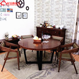 loft美式复古铁艺餐桌复古大圆桌餐厅桌椅组合圆几创意时尚咖啡桌