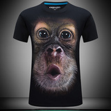 男款短袖t恤搞笑创意3d立体个性动物猩猩猴子图案体恤加肥加大码